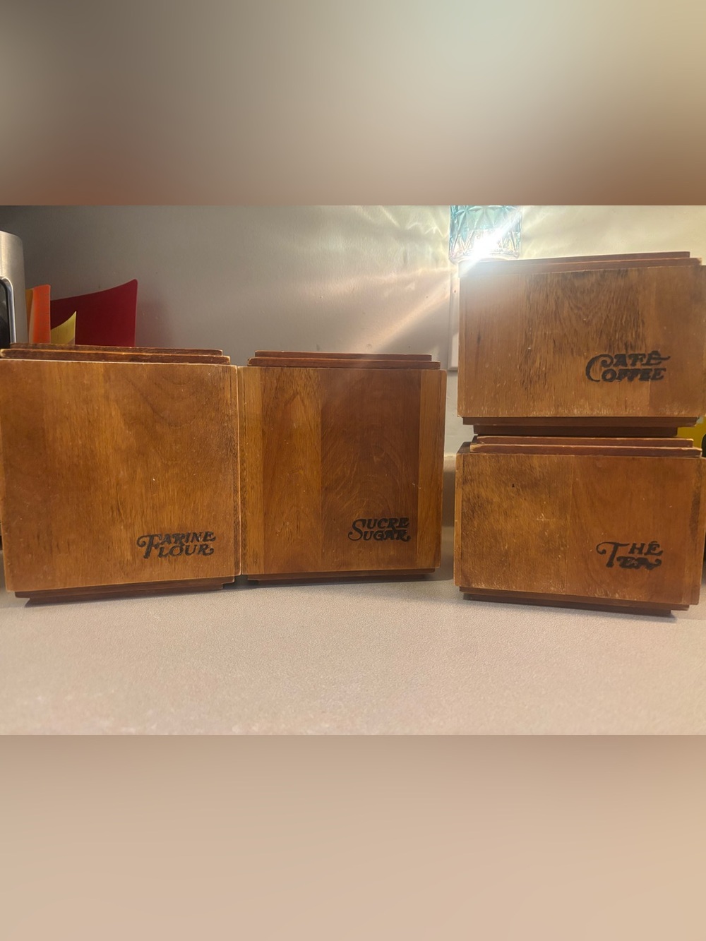 Vintage Baribocraft Canada Wooden Canister Set of 4 - Mid Century Maple